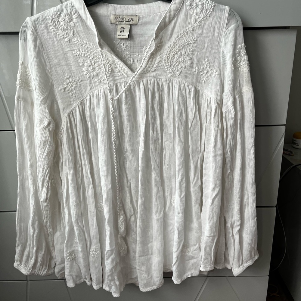 White long sleeve blouse by Rachel Zoe. EUC. Size S